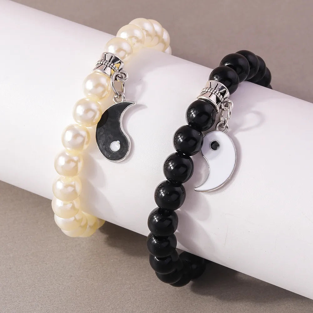 Chinoiserie Round Beaded Beaded Couple Bracelets