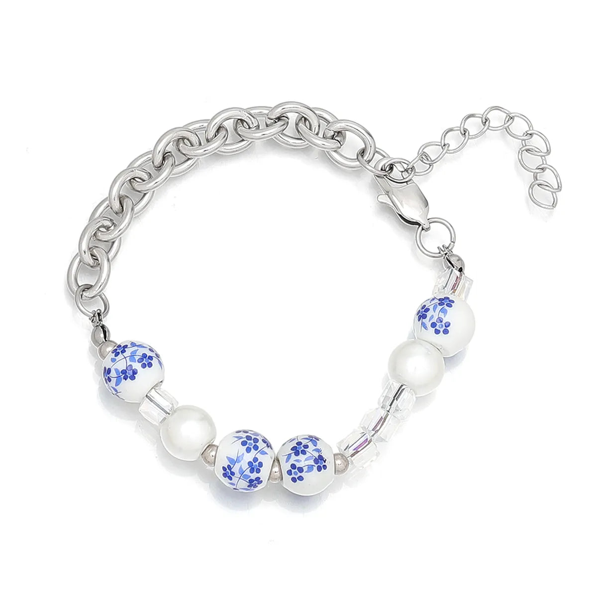 Chinoiserie Simple Style Flower Stainless Steel Bracelets Necklace