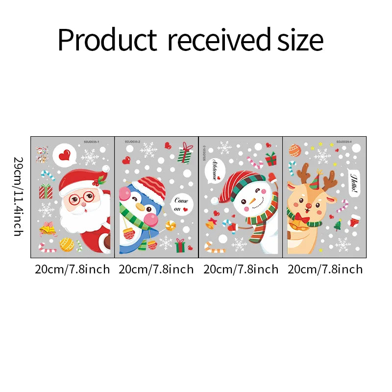 Christmas Cartoon Penguin Santa Claus Elk Pvc Window Stickers Door Sticker