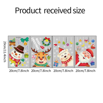 Christmas Cartoon Santa Claus Snowman Elk Pvc Window Stickers Door Sticker