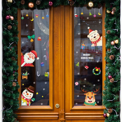 Christmas Cartoon Santa Claus Snowman Elk Pvc Window Stickers Door Sticker