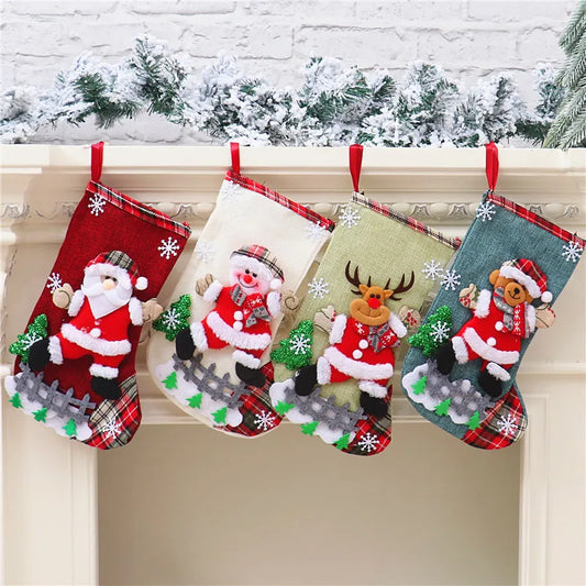 Christmas Cartoon Style Bear Elk Cloth Party Christmas Socks 1 Piece