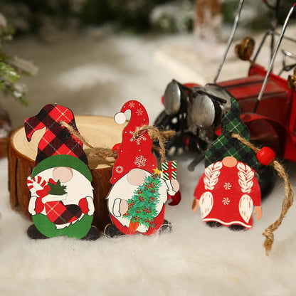 Christmas Cartoon Style Cartoon Wood Party Hanging Ornaments 9 Pieces