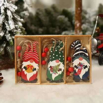 Christmas Cartoon Style Cartoon Wood Party Hanging Ornaments 9 Pieces