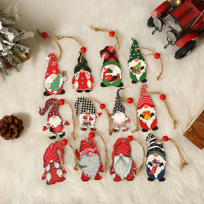 Christmas Cartoon Style Cartoon Wood Party Hanging Ornaments 9 Pieces