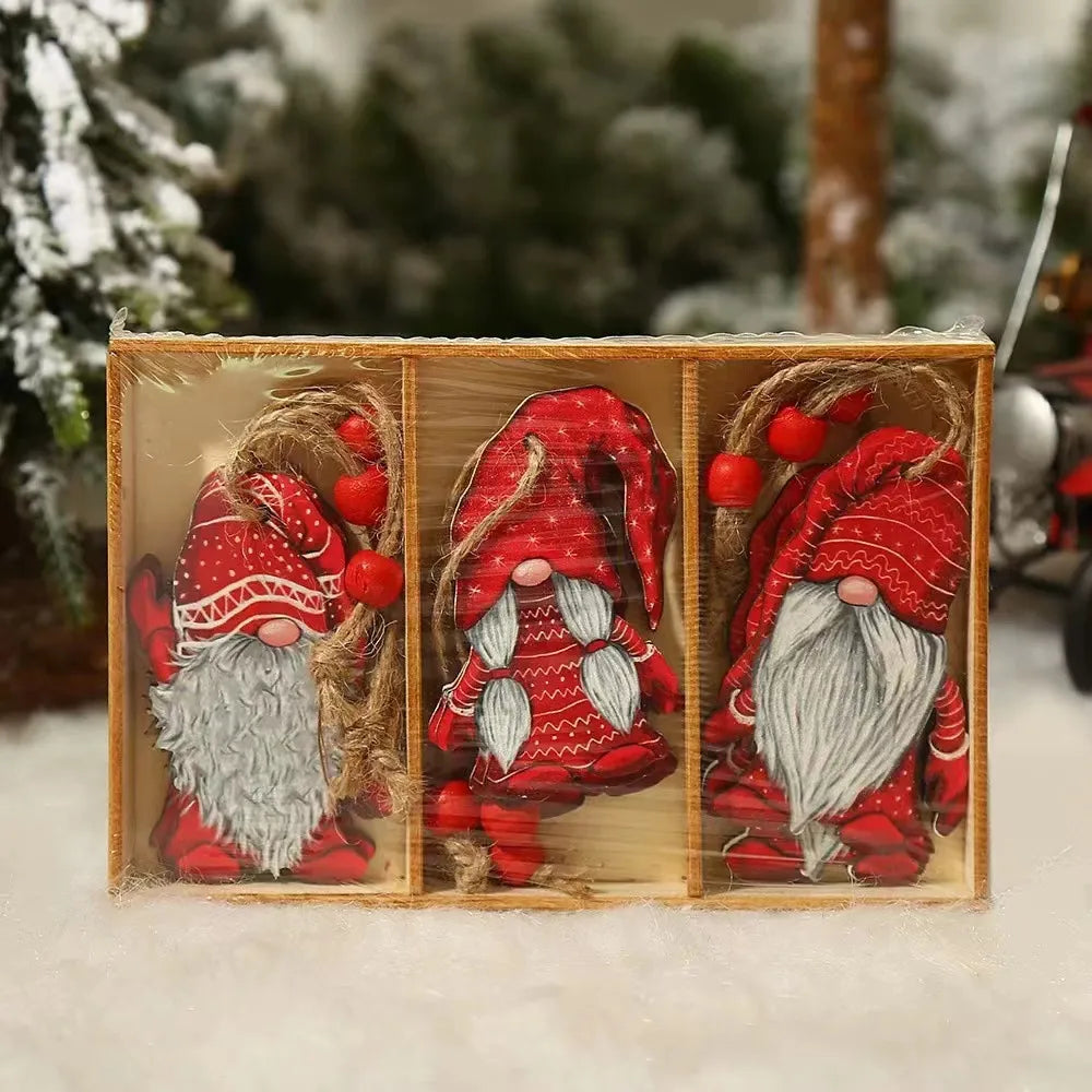 Christmas Cartoon Style Cartoon Wood Party Hanging Ornaments 9 Pieces