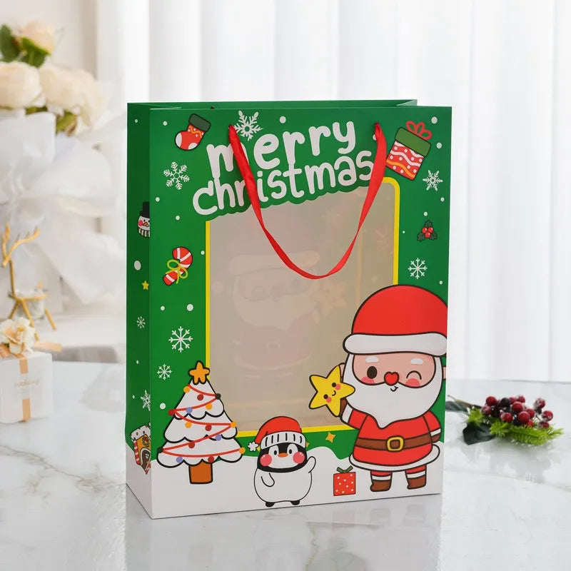 Christmas Cartoon Style Christmas Tree Santa Claus Elk White Cardboard Daily Festival Gift Wrapping Supplies