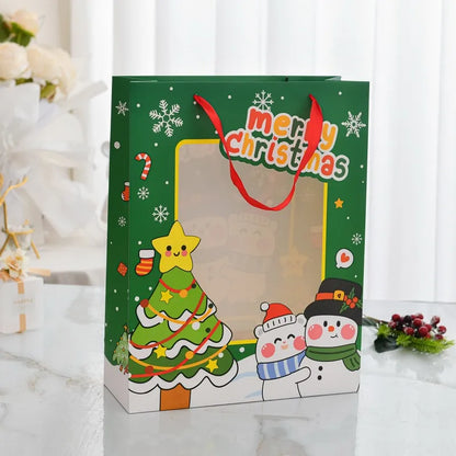 Christmas Cartoon Style Christmas Tree Santa Claus Elk White Cardboard Daily Festival Gift Wrapping Supplies