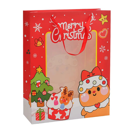 Christmas Cartoon Style Christmas Tree Santa Claus Elk White Cardboard Daily Festival Gift Wrapping Supplies