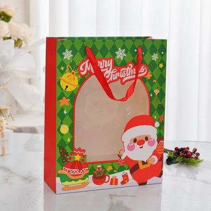 Christmas Cartoon Style Christmas Tree Santa Claus Elk White Cardboard Daily Festival Gift Wrapping Supplies