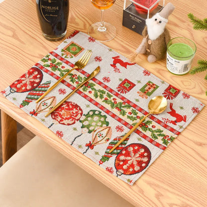 Christmas Cartoon Style Color Block Cloth Holiday Daily Placemat