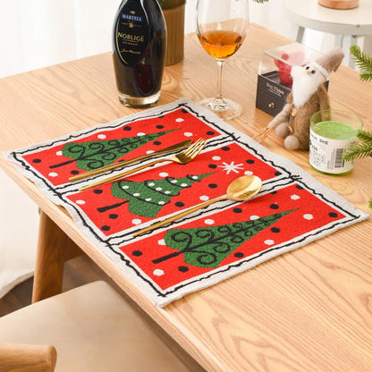 Christmas Cartoon Style Color Block Cloth Holiday Daily Placemat