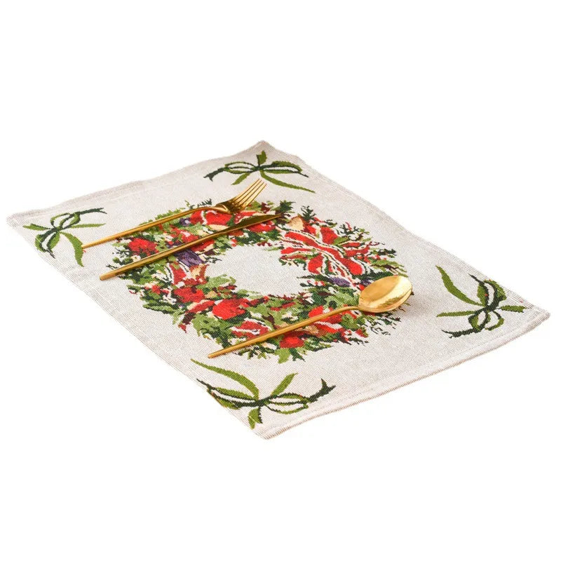 Christmas Cartoon Style Color Block Cloth Holiday Daily Placemat