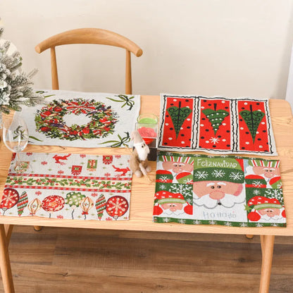 Christmas Cartoon Style Color Block Cloth Holiday Daily Placemat