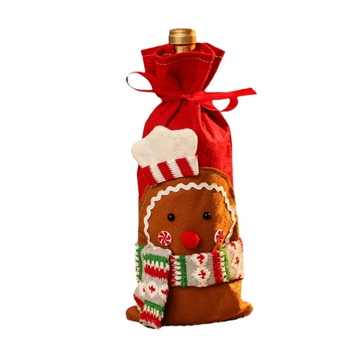 Christmas Cartoon Style Color Block Cloth Nonwoven Holiday Festival Bottle Cover