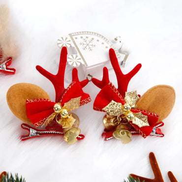 Christmas Cartoon Style Cute Antlers Cloth Party Festival Hairpin