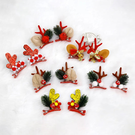 Christmas Cartoon Style Cute Antlers Cloth Party Festival Hairpin