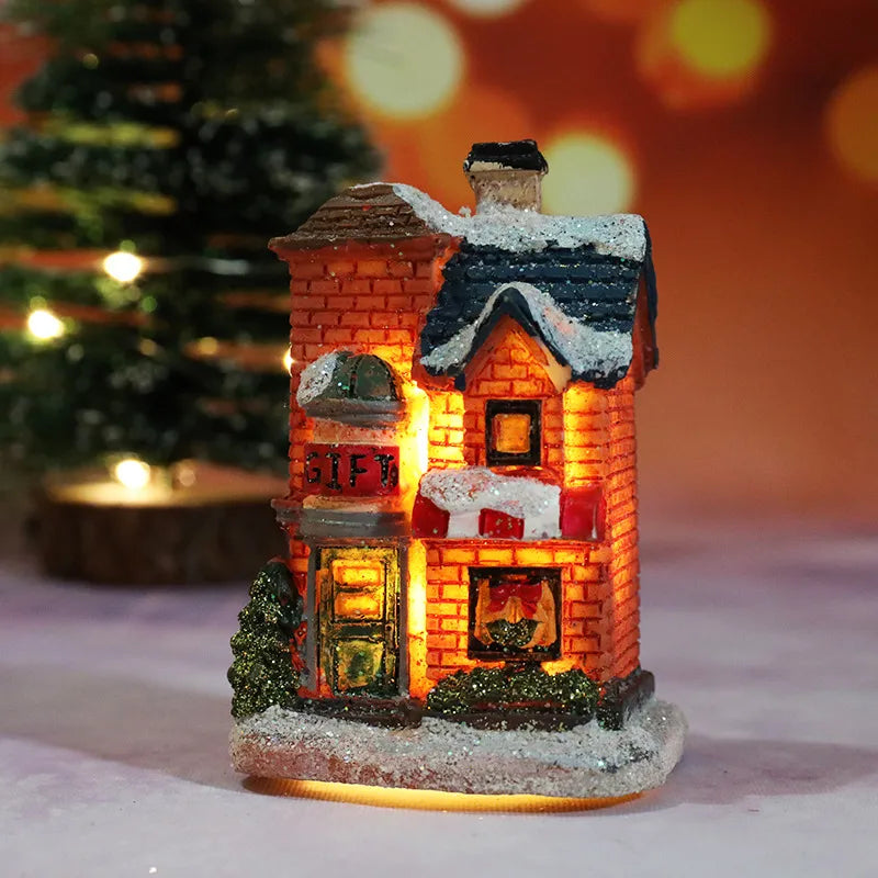 Christmas Cartoon Style Cute Christmas House Resin Indoor Festival Ornaments