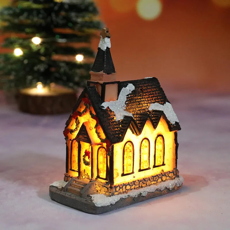 Christmas Cartoon Style Cute Christmas House Resin Indoor Festival Ornaments