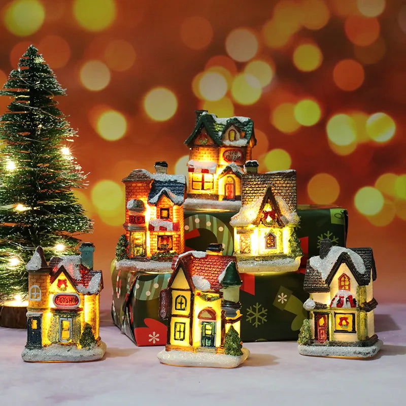 Christmas Cartoon Style Cute Christmas House Resin Indoor Festival Ornaments