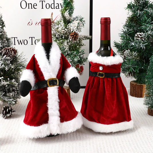 Christmas Cartoon Style Cute Clothes Cloth Party Festival Bottle Cover