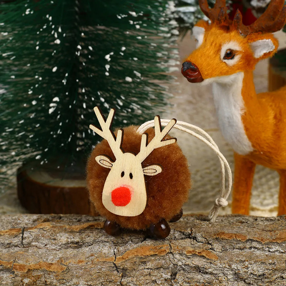 Christmas Cartoon Style Cute Elk Wood Party Festival Hanging Ornaments