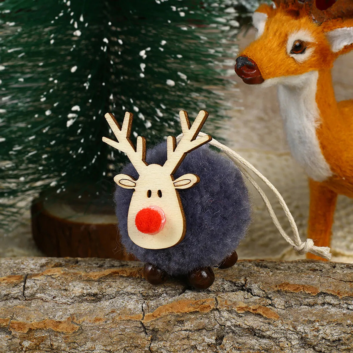 Christmas Cartoon Style Cute Elk Wood Party Festival Hanging Ornaments