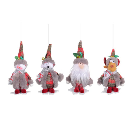 Christmas Cartoon Style Cute Pastoral Santa Claus Snowman Cloth Indoor Party Festival Hanging Ornaments