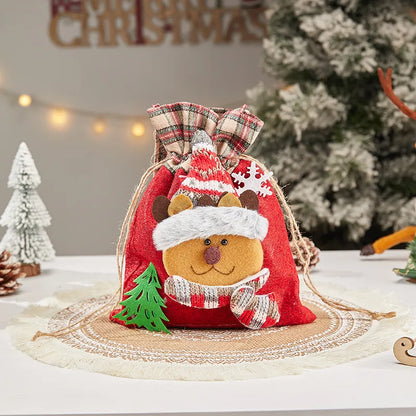 Christmas Cartoon Style Cute Santa Claus Snowman Cloth Party Festival Gift Bags