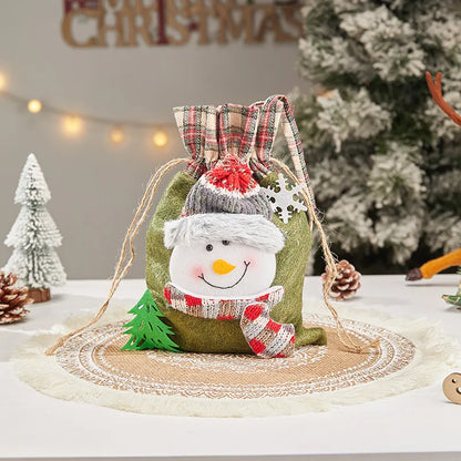 Christmas Cartoon Style Cute Santa Claus Snowman Cloth Party Festival Gift Bags