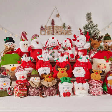 Christmas Cartoon Style Cute Santa Claus Snowman Cloth Party Festival Gift Bags