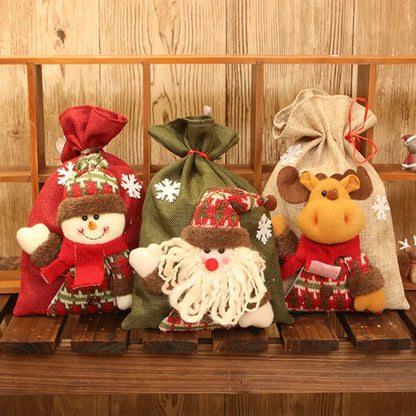 Christmas Cartoon Style Cute Santa Claus Snowman Elk Cloth Party Festival Gift Wrapping Supplies