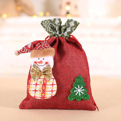 Christmas Cartoon Style Cute Santa Claus Snowman Elk Cloth Party Festival Gift Wrapping Supplies