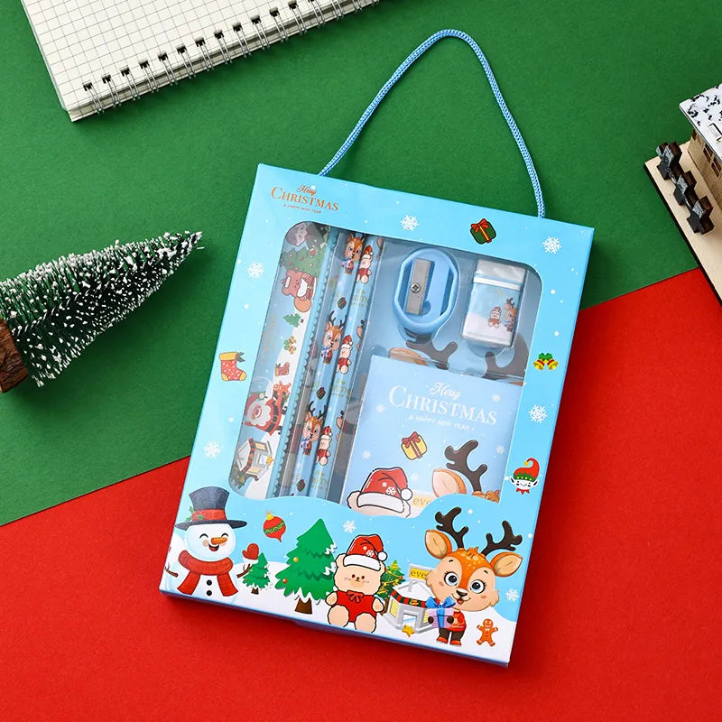 Christmas Cartoon Style Cute Snowman Plastic Party Festival Stationery Gift Set