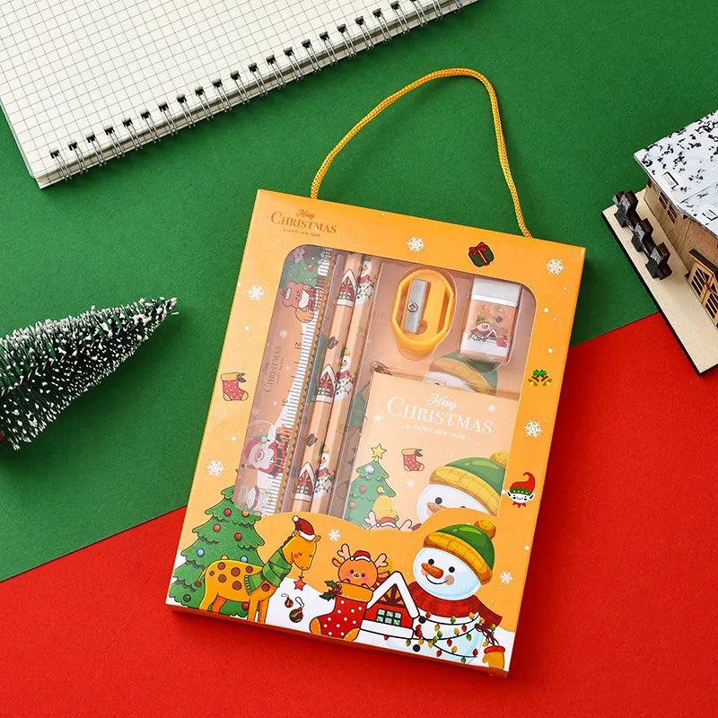 Christmas Cartoon Style Cute Snowman Plastic Party Festival Stationery Gift Set