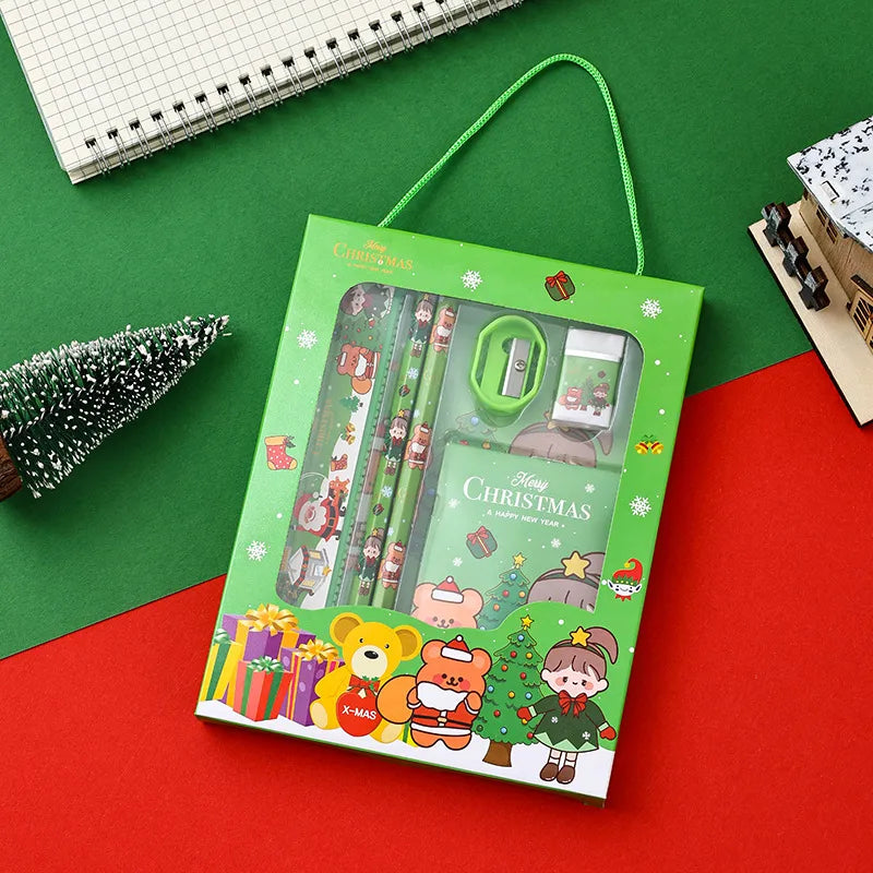 Christmas Cartoon Style Cute Snowman Plastic Party Festival Stationery Gift Set