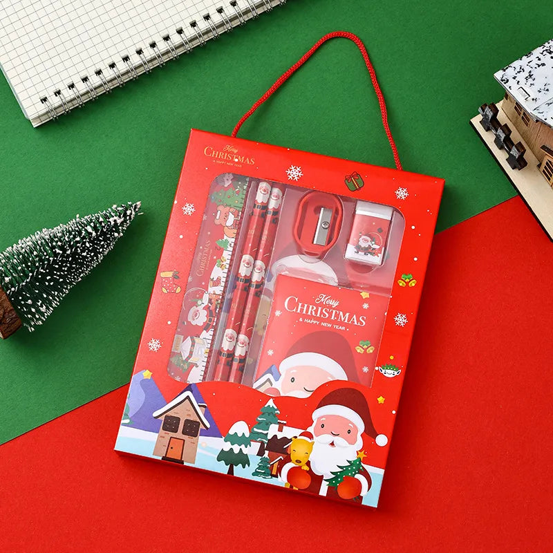 Christmas Cartoon Style Cute Snowman Plastic Party Festival Stationery Gift Set