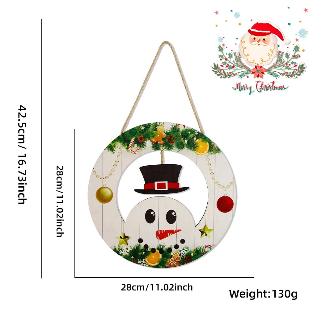 Christmas Cartoon Style Gift Box Bell Snowman Wood Party Festival Hanging Ornaments