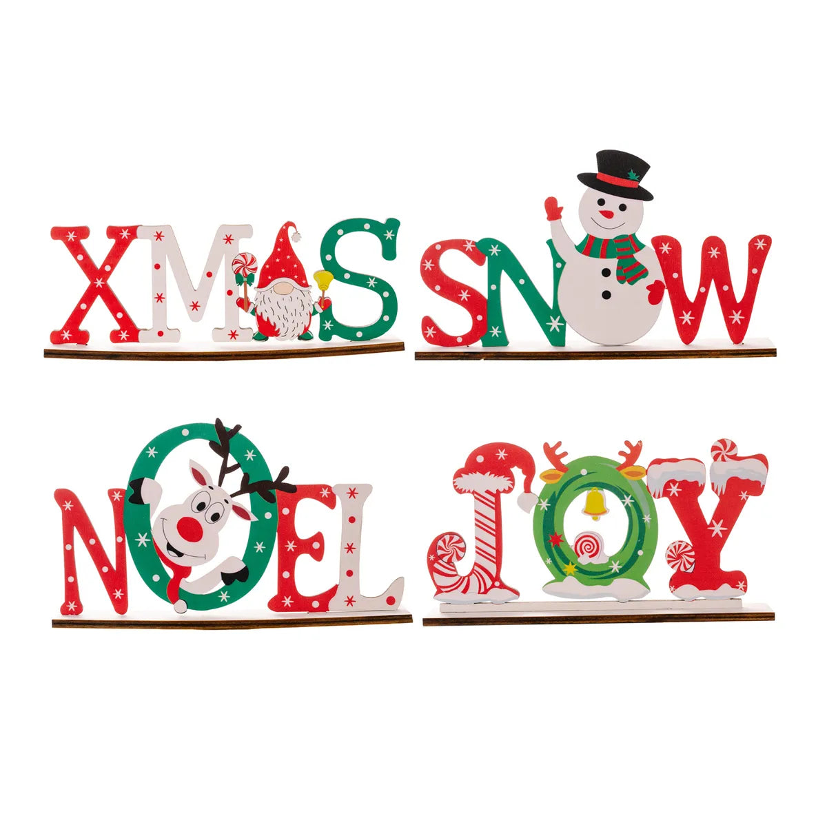 Christmas Cartoon Style Letter Snowman Wood Party Ornaments 1 Piece