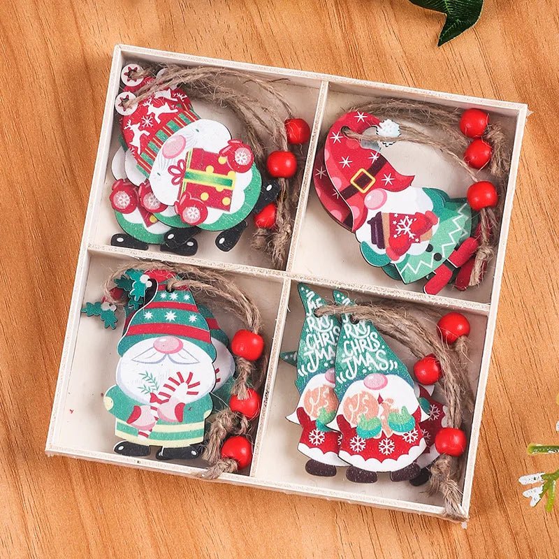 Christmas Cartoon Style Pastoral Korean Style Santa Claus Wood Party Festival Hanging Ornaments