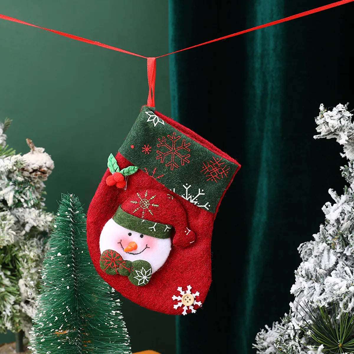 Christmas Cartoon Style Santa Claus Elk Cloth Holiday Festival Hanging Ornaments Decorative Props