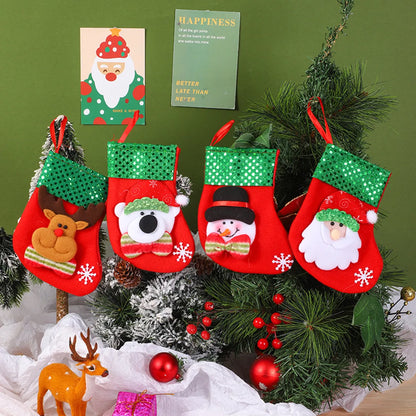 Christmas Cartoon Style Santa Claus Elk Cloth Holiday Festival Hanging Ornaments Decorative Props