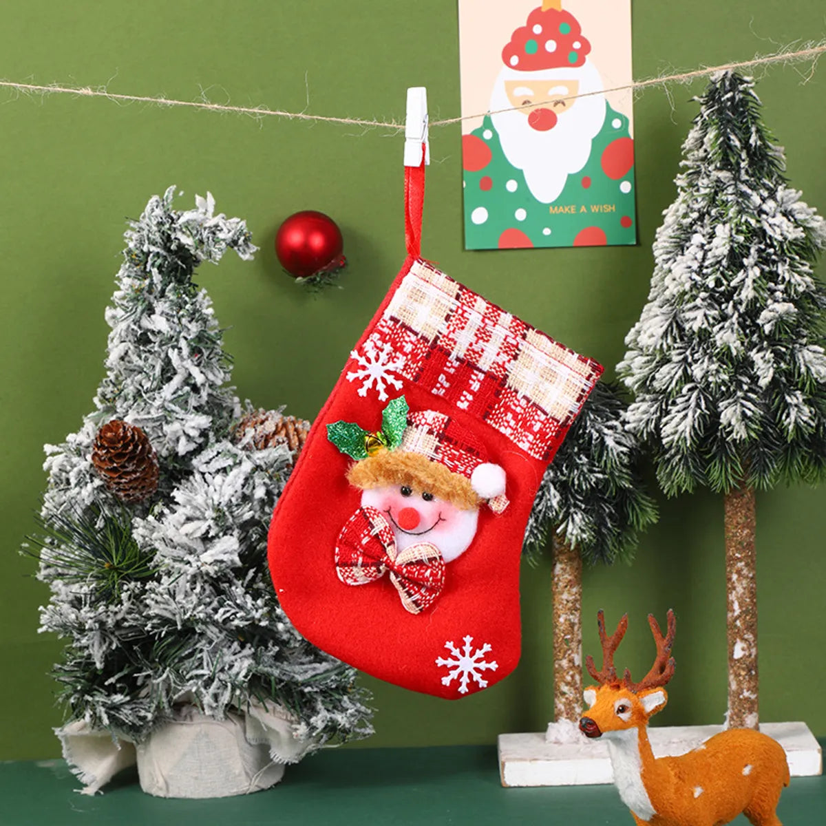 Christmas Cartoon Style Santa Claus Elk Cloth Holiday Festival Hanging Ornaments Decorative Props