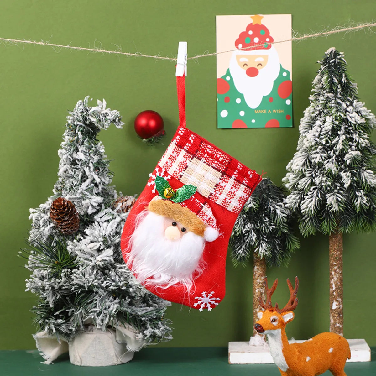 Christmas Cartoon Style Santa Claus Elk Cloth Holiday Festival Hanging Ornaments Decorative Props