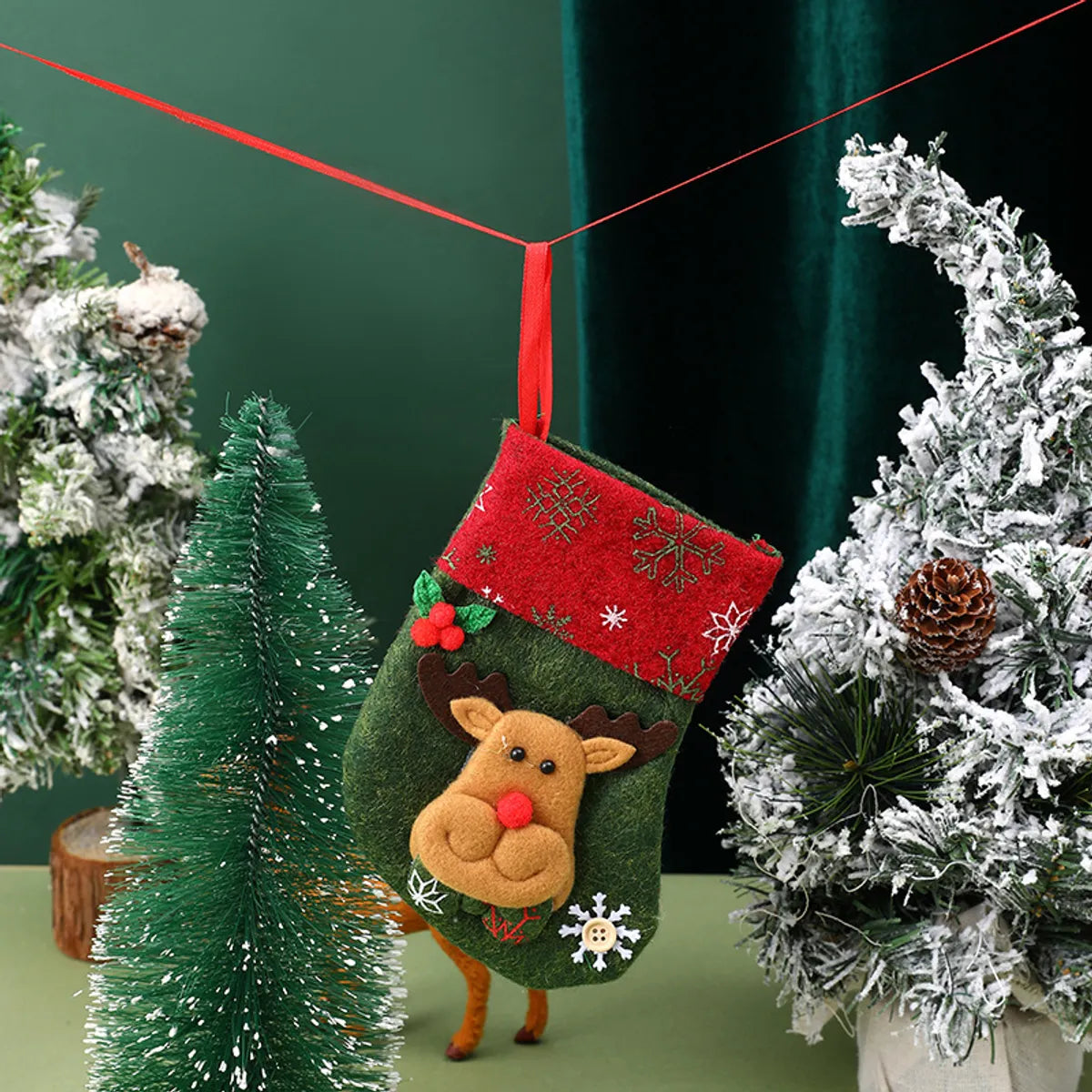 Christmas Cartoon Style Santa Claus Elk Cloth Holiday Festival Hanging Ornaments Decorative Props