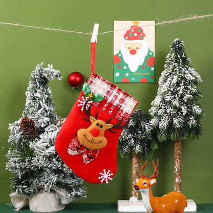 Christmas Cartoon Style Santa Claus Elk Cloth Holiday Festival Hanging Ornaments Decorative Props