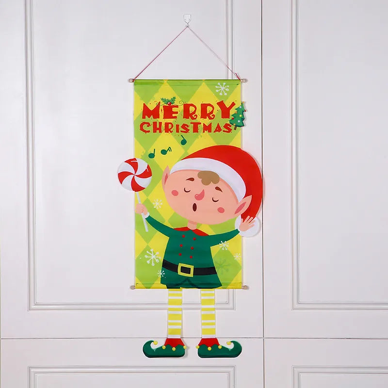 Christmas Cartoon Style Santa Claus Nonwoven Wood Party Festival Hanging Ornaments Decorative Props