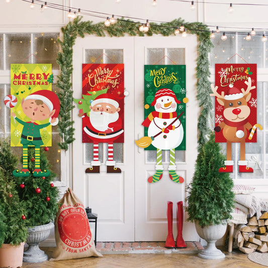 Christmas Cartoon Style Santa Claus Nonwoven Wood Party Festival Hanging Ornaments Decorative Props