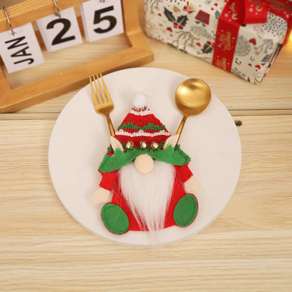 Christmas Cartoon Style Santa Claus Polyester Family Gathering Party Festival Cutlery Bag