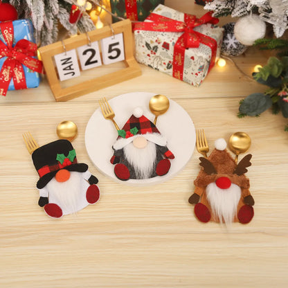 Christmas Cartoon Style Santa Claus Polyester Family Gathering Party Festival Cutlery Bag